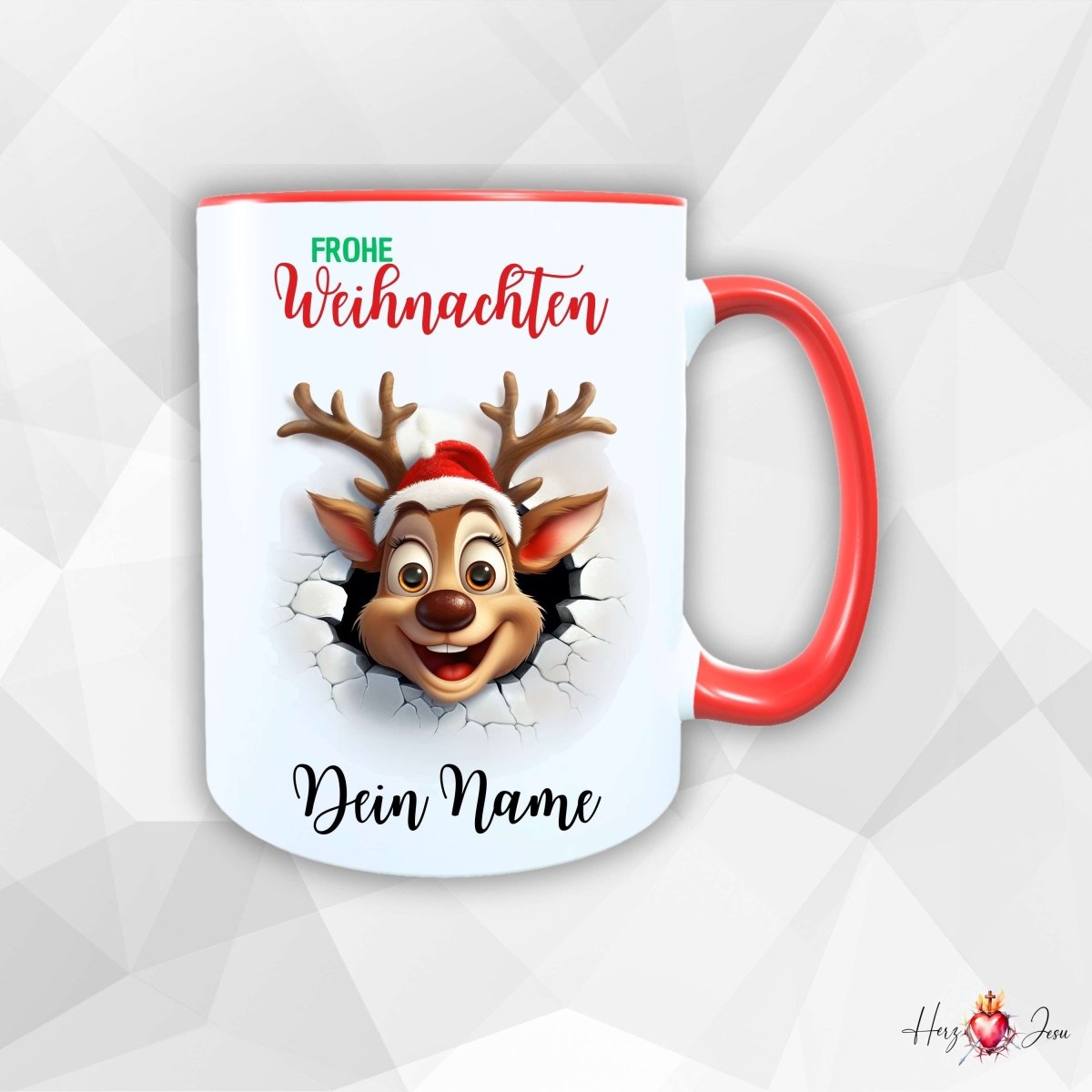 Personalisierte Keramik Weihnachtstasse mit deinem Namen_0056T - Herz Jesu