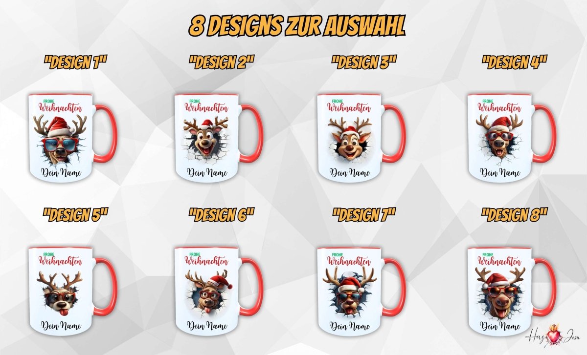 Personalisierte Keramik Weihnachtstasse mit deinem Namen_0056T - Herz Jesu
