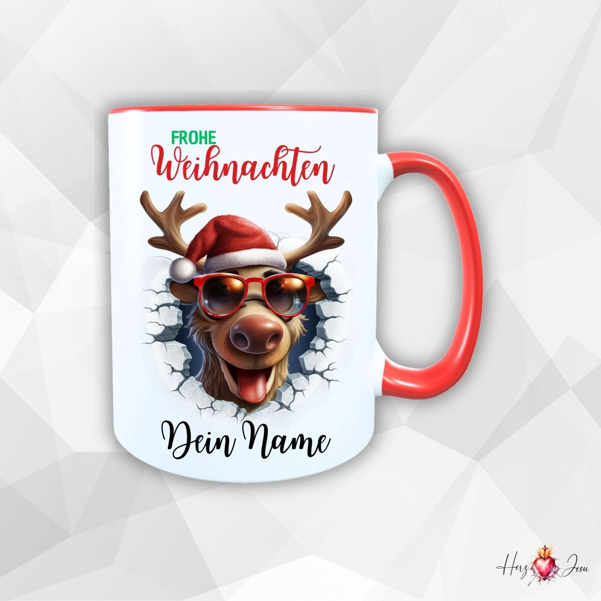 Personalisierte Keramik Weihnachtstasse mit deinem Namen_0056T - Herz Jesu
