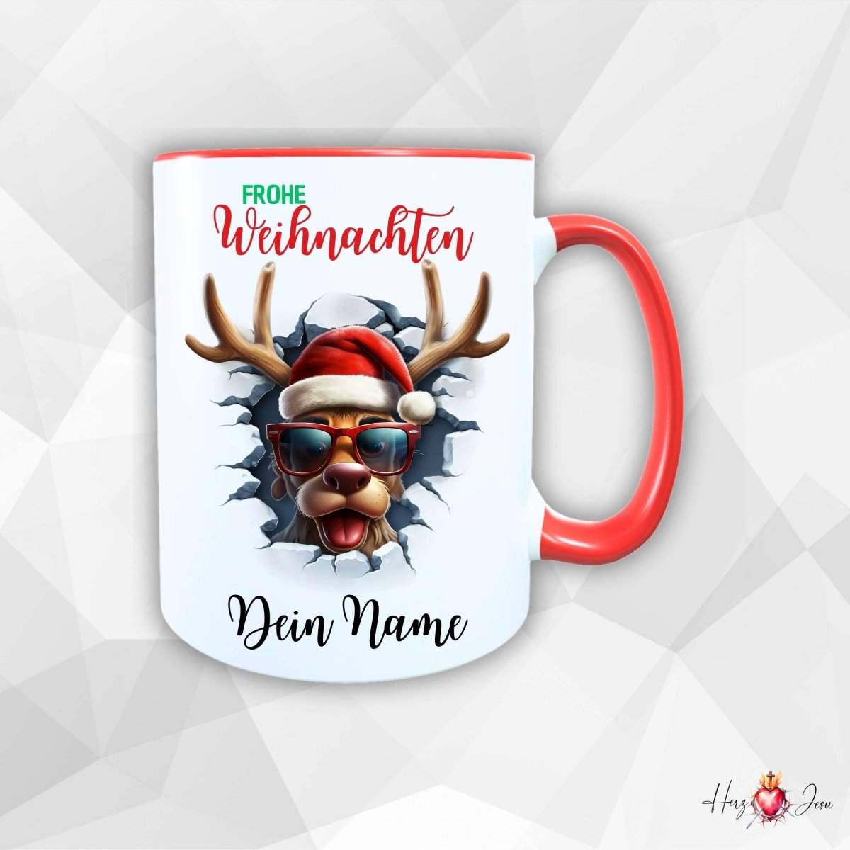 Personalisierte Keramik Weihnachtstasse mit deinem Namen_0056T - Herz Jesu