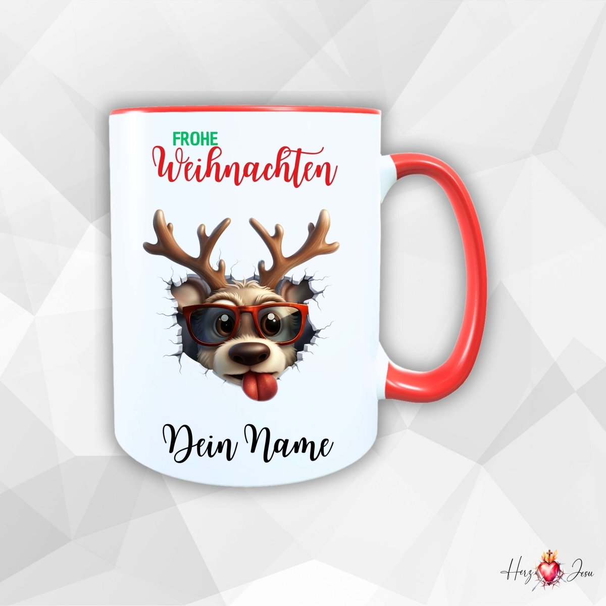 Personalisierte Keramik Weihnachtstasse mit deinem Namen_0056T - Herz Jesu