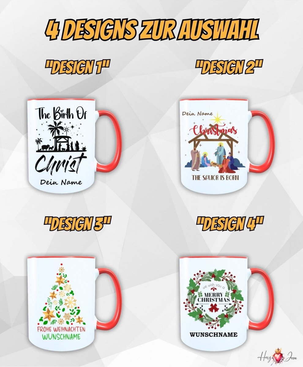 Personalisierte Keramik Weihnachtstasse mit deinem Namen_0061T - Herz Jesu