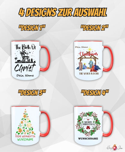 Personalisierte Keramik Weihnachtstasse mit deinem Namen_0061T - Herz Jesu