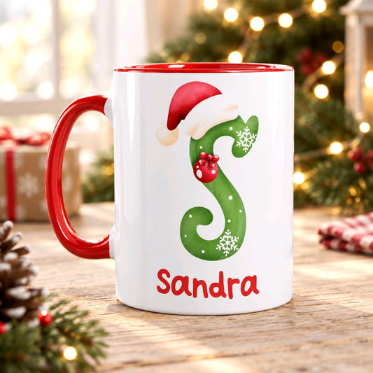 Personalisierte Keramik Weihnachtstasse mit deinem Namen_0069T - Herz Jesu