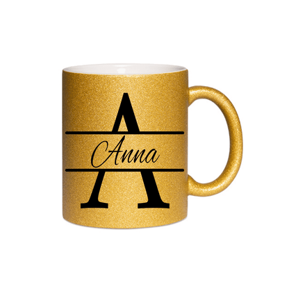 Personalisierte Keramik Weihnachtstasse mit deinem Namen Glitzertasse_0047T - Herz Jesu