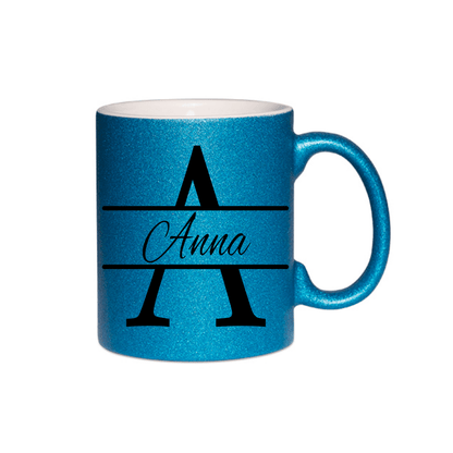 Personalisierte Keramik Weihnachtstasse mit deinem Namen Glitzertasse_0047T - Herz Jesu
