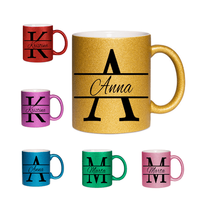 Personalisierte Keramik Weihnachtstasse mit deinem Namen Glitzertasse_0047T - Herz Jesu