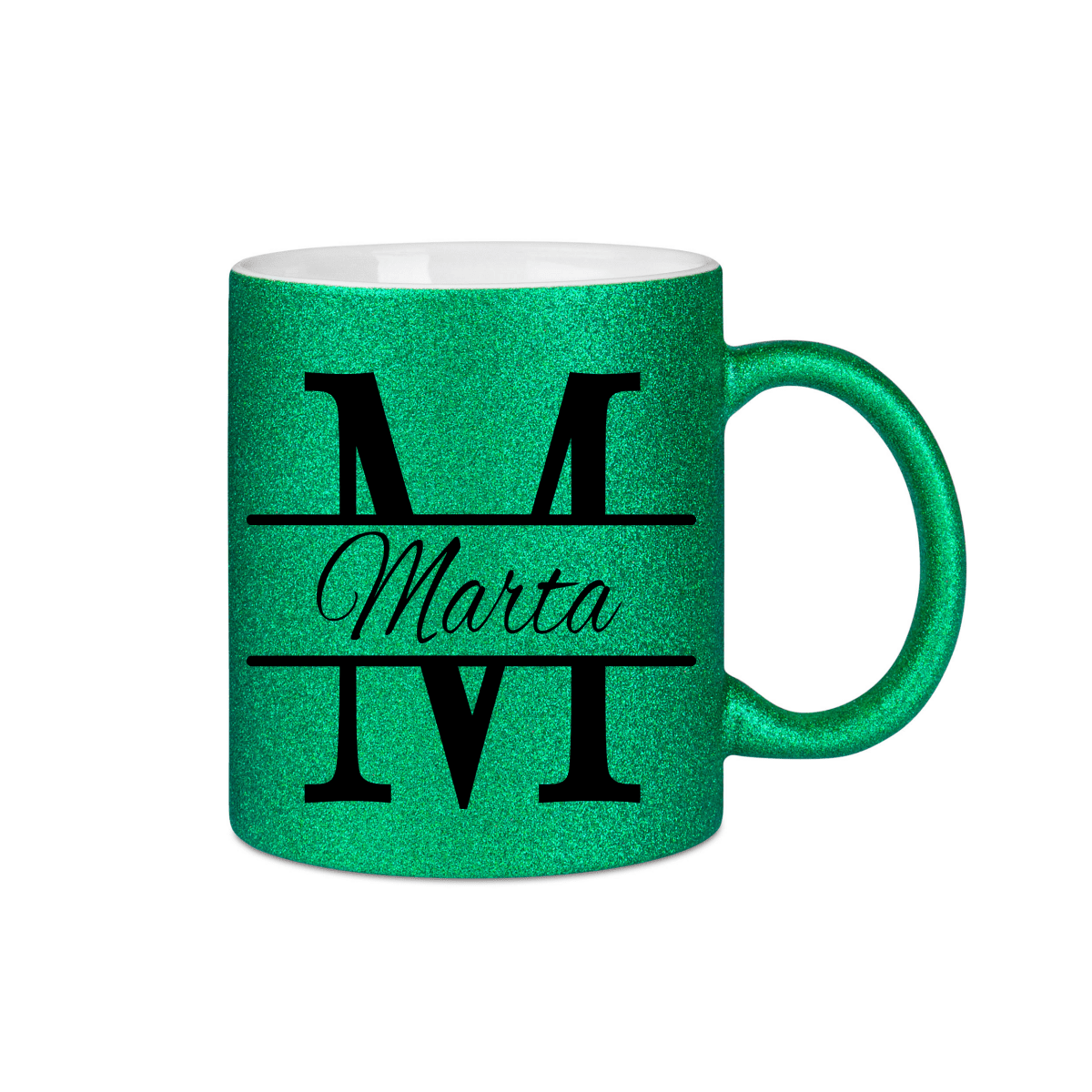 Personalisierte Keramik Weihnachtstasse mit deinem Namen Glitzertasse_0047T - Herz Jesu