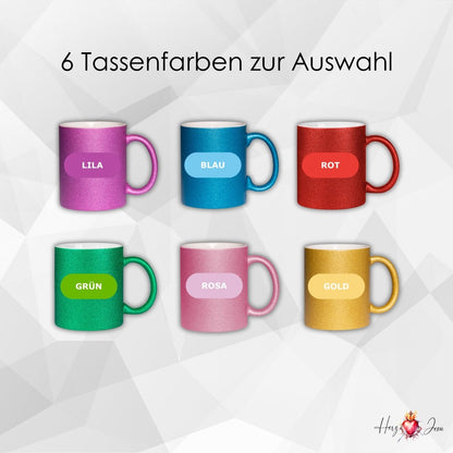 Personalisierte Keramik Weihnachtstasse mit deinem Namen Glitzertasse_0047T - Herz Jesu
