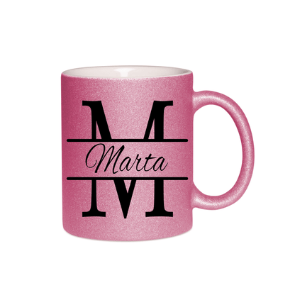 Personalisierte Keramik Weihnachtstasse mit deinem Namen Glitzertasse_0047T - Herz Jesu