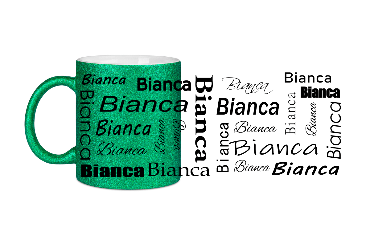 Personalisierte Keramik Weihnachtstasse mit deinem Namen Glitzertasse_0048T - Herz Jesu