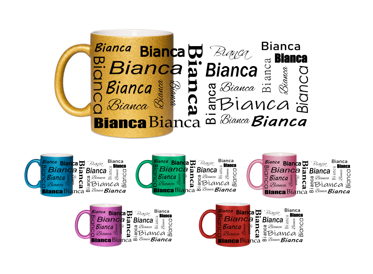 Personalisierte Keramik Weihnachtstasse mit deinem Namen Glitzertasse_0048T - Herz Jesu