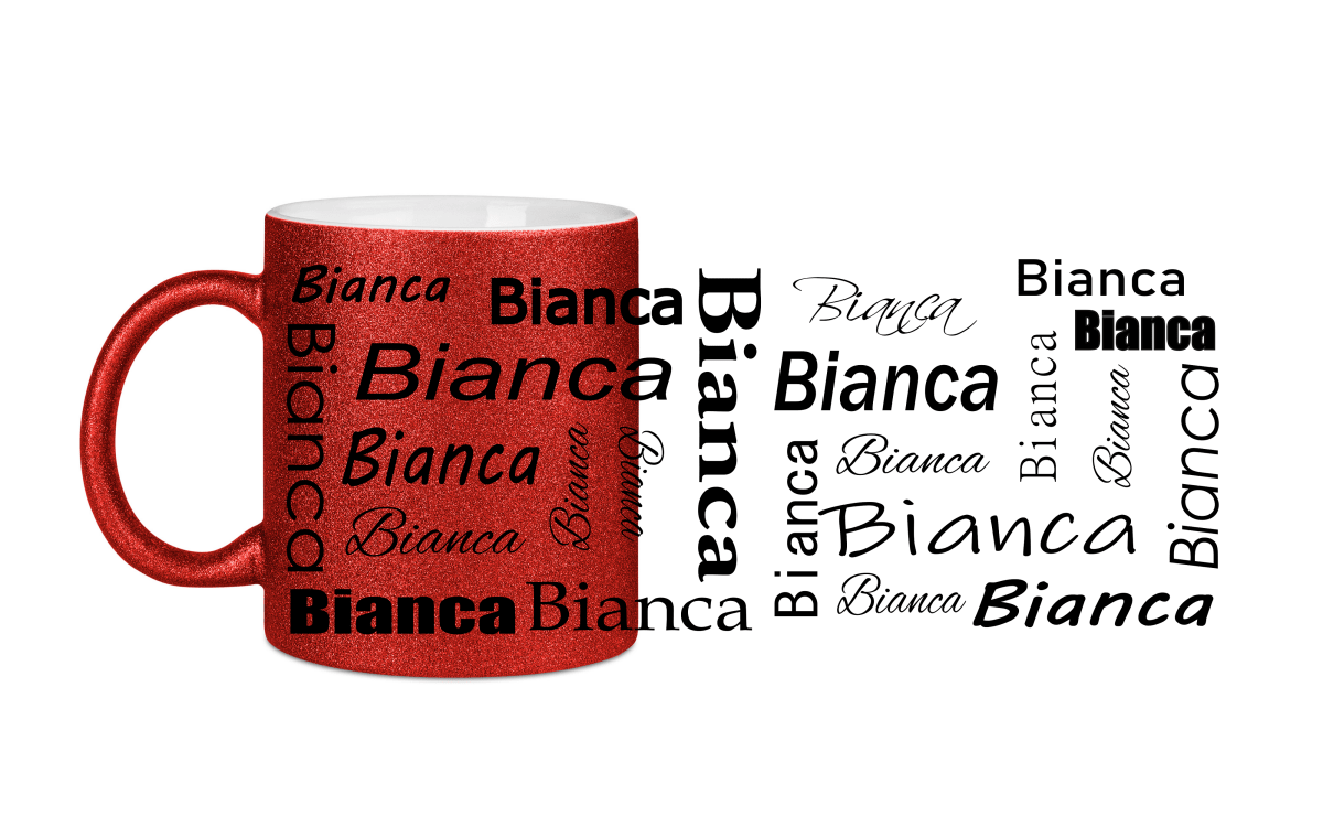 Personalisierte Keramik Weihnachtstasse mit deinem Namen Glitzertasse_0048T - Herz Jesu