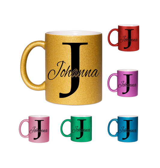 Personalisierte Keramik Weihnachtstasse mit deinem Namen Glitzertasse_0049T - Herz Jesu