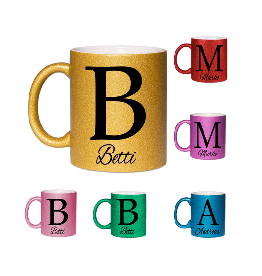 Personalisierte Keramik Weihnachtstasse mit deinem Namen Glitzertasse_0050T - Herz Jesu