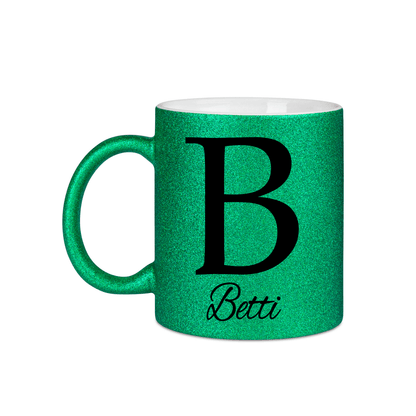 Personalisierte Keramik Weihnachtstasse mit deinem Namen Glitzertasse_0050T - Herz Jesu