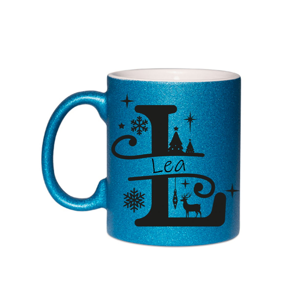 Personalisierte Keramik Weihnachtstasse mit deinem Namen Glitzertasse_0070T - Herz Jesu