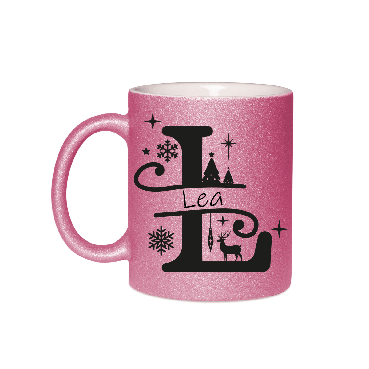 Personalisierte Keramik Weihnachtstasse mit deinem Namen Glitzertasse_0070T - Herz Jesu