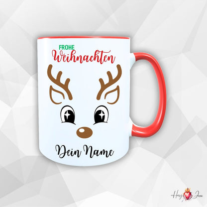 Personalisierte Keramik Weihnachtstasse mit deinem Namen Rentier Motiv_0055T - Herz Jesu