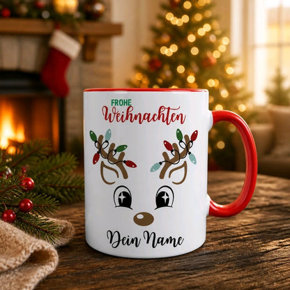 Personalisierte Keramik Weihnachtstasse mit deinem Namen Rentier Motiv_0055T - Herz Jesu