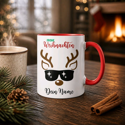 Personalisierte Keramik Weihnachtstasse mit deinem Namen Rentier Motiv_0055T - Herz Jesu