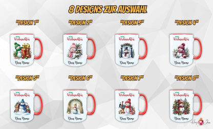 Personalisierte Keramik Weihnachtstasse mit deinem Namen Schneemann_0062T - Herz Jesu