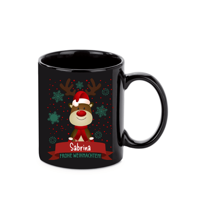 Personalisierte Keramik Weihnachtstasse mit deinem Namen Schwarz_0020T - Herz Jesu