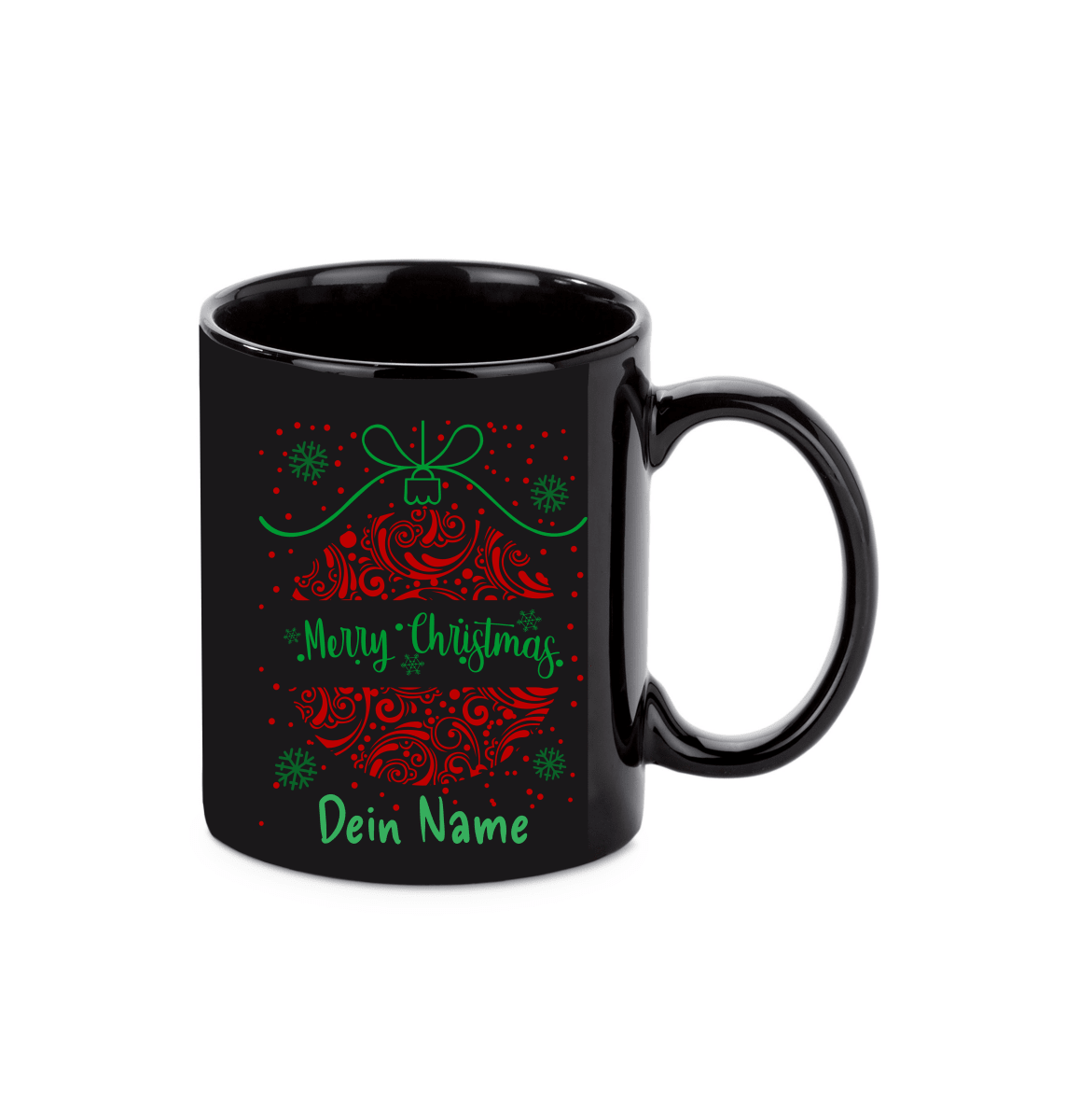Personalisierte Keramik Weihnachtstasse mit deinem Namen Schwarz_0020T - Herz Jesu