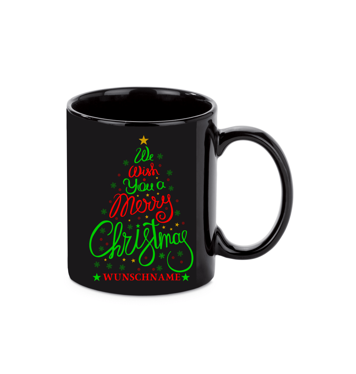Personalisierte Keramik Weihnachtstasse mit deinem Namen Schwarz_0020T - Herz Jesu
