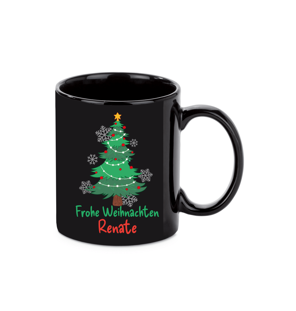 Personalisierte Keramik Weihnachtstasse mit deinem Namen Schwarz_0020T - Herz Jesu