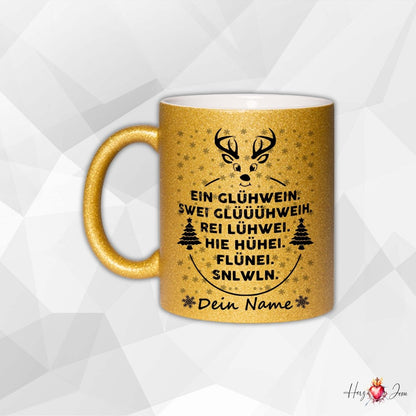 🎄 Personalisierte Keramik Weihnachtstasse mit Namen ✨ Glitzertasse – das perfekte Weihnachtsgeschenk_0052T - Herz Jesu