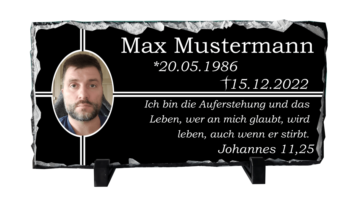 Personalisierte Schieferplatte Grabstein Grabplatte Grabschmuck Gedenkplatte_0002C - Herz Jesu