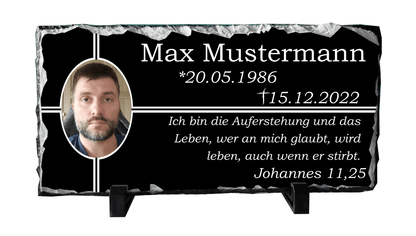 Personalisierte Schieferplatte Grabstein Grabplatte Grabschmuck Gedenkplatte_0002C - Herz Jesu