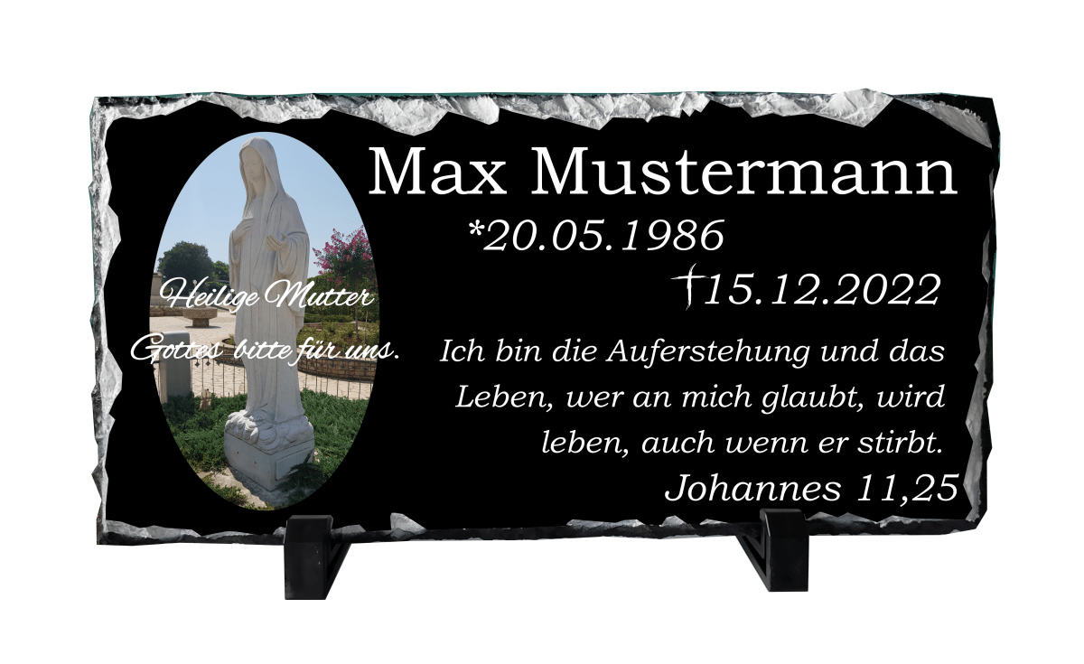 Personalisierte Schieferplatte Grabstein Grabplatte Grabschmuck Gedenkplatte_0002C - Herz Jesu