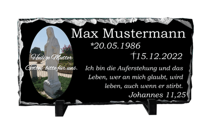 Personalisierte Schieferplatte Grabstein Grabplatte Grabschmuck Gedenkplatte_0002C - Herz Jesu