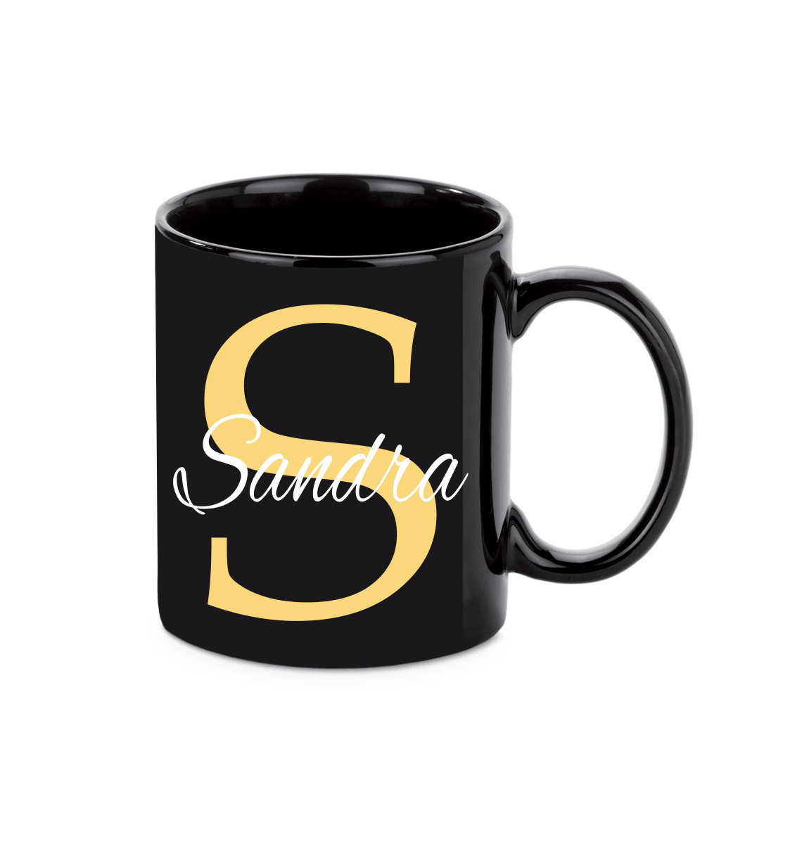 Personalisierte schwarze Keramik Tasse mit deinem Namen_0016T - Herz Jesu