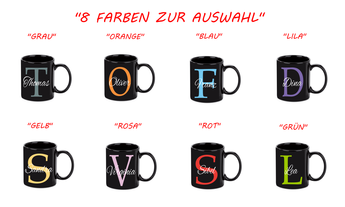 Personalisierte schwarze Keramik Tasse mit deinem Namen_0016T - Herz Jesu