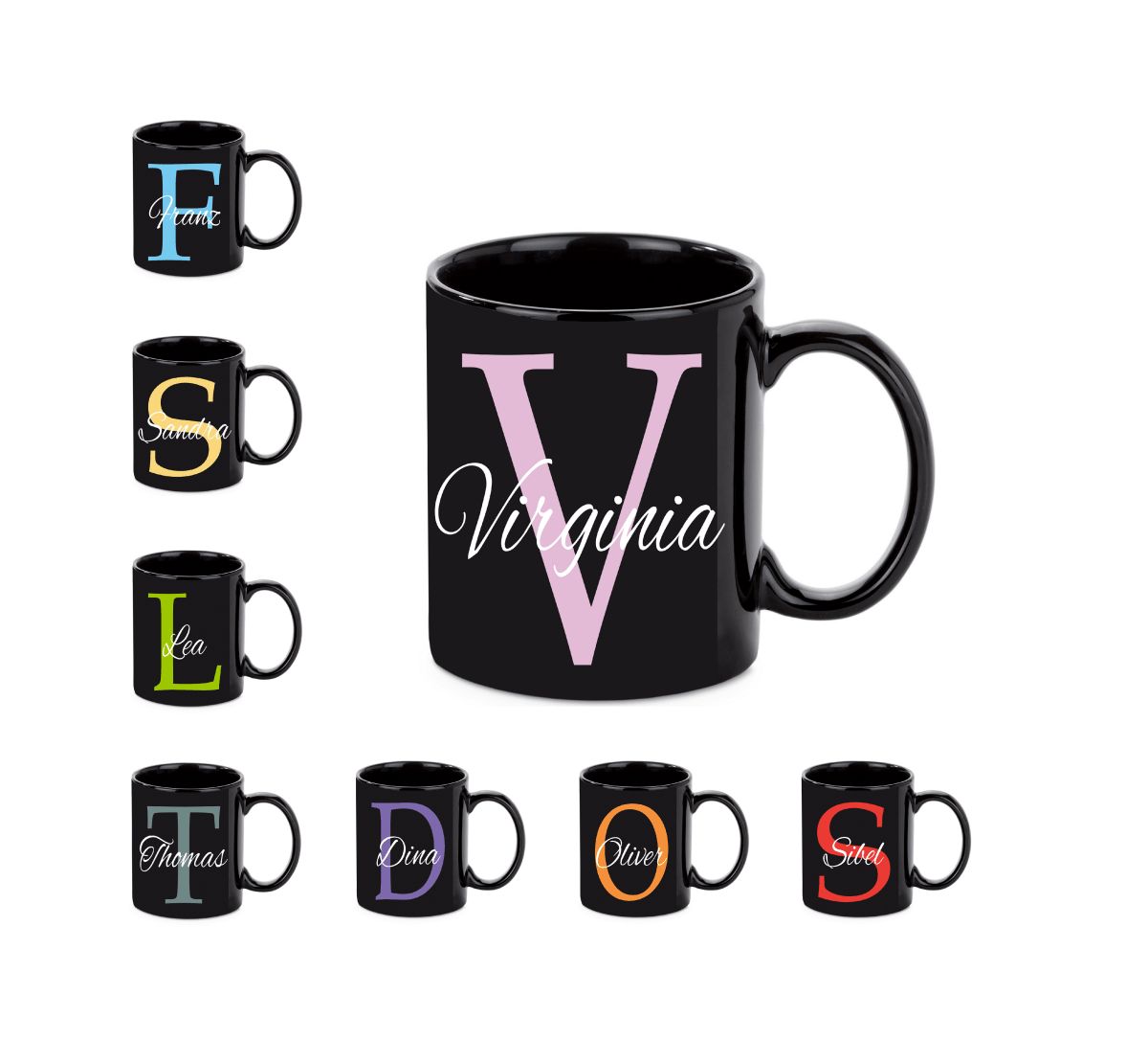 Personalisierte schwarze Keramik Tasse mit deinem Namen_0016T - Herz Jesu
