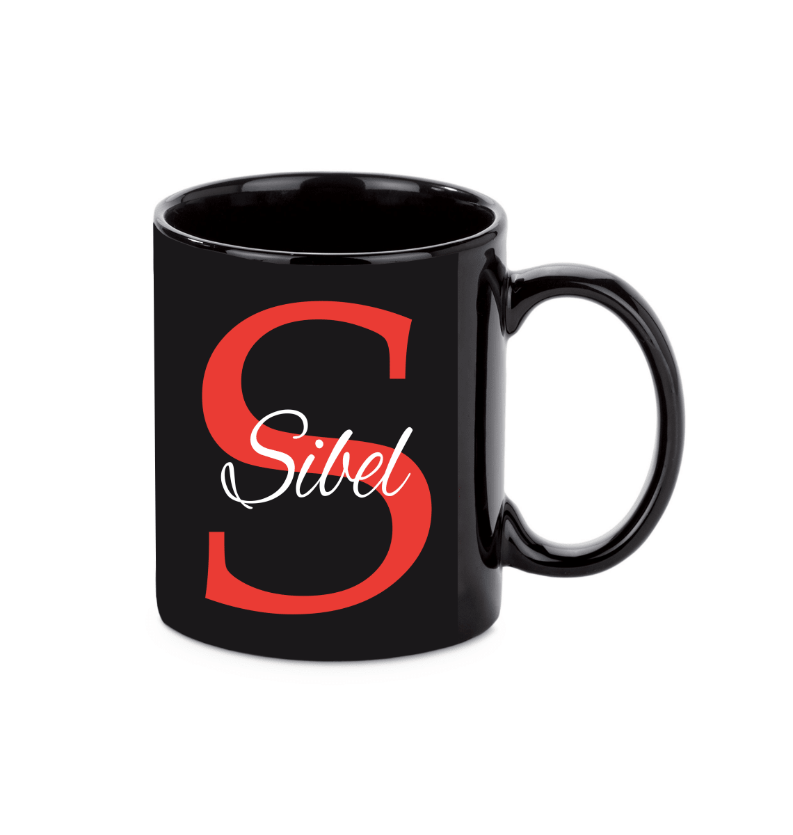 Personalisierte schwarze Keramik Tasse mit deinem Namen_0016T - Herz Jesu