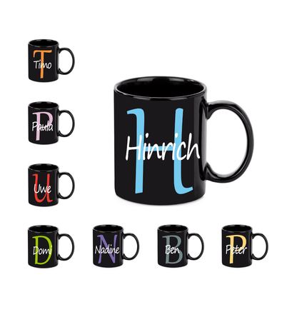 Personalisierte schwarze Keramik Tasse mit deinem Namen_0019T - Herz Jesu