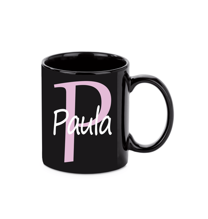 Personalisierte schwarze Keramik Tasse mit deinem Namen_0019T - Herz Jesu