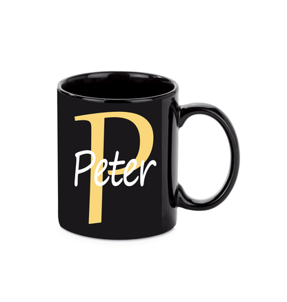 Personalisierte schwarze Keramik Tasse mit deinem Namen_0019T - Herz Jesu