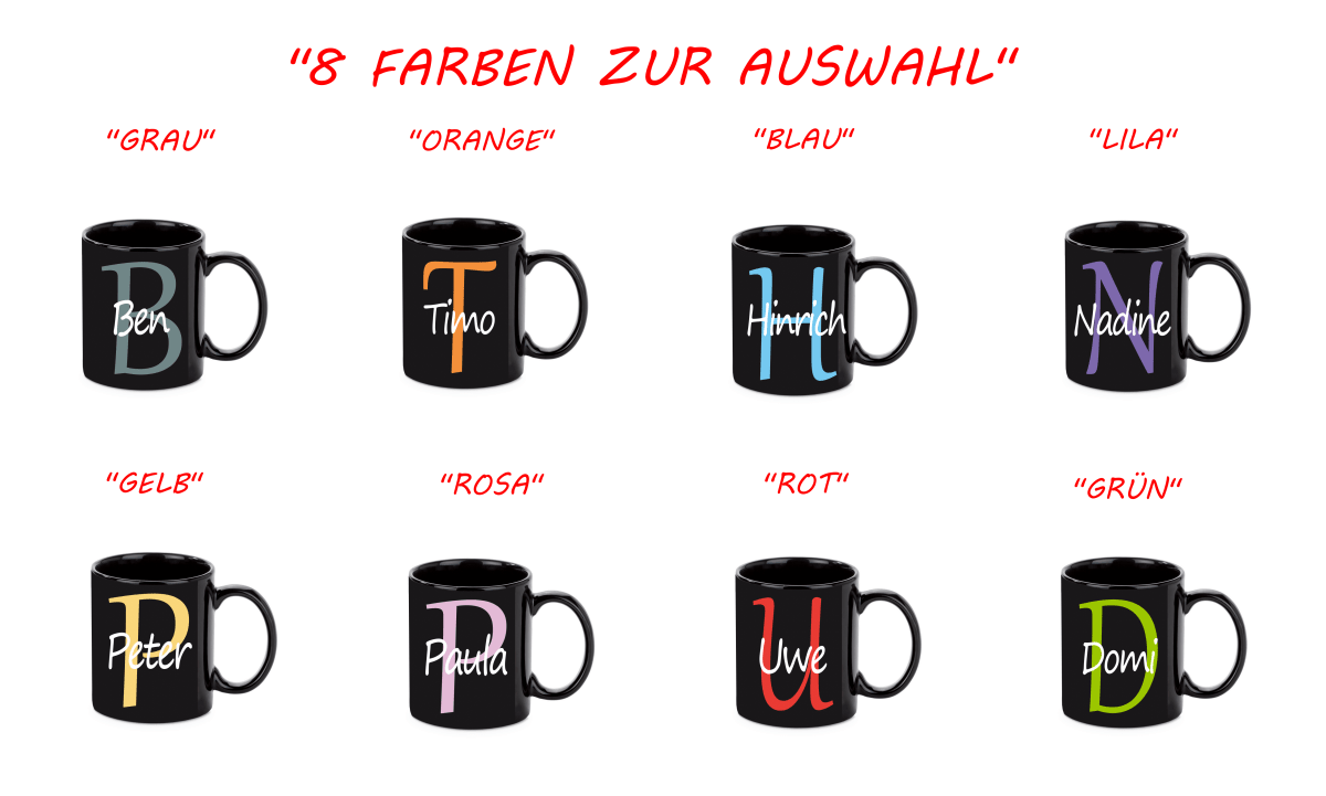 Personalisierte schwarze Keramik Tasse mit deinem Namen_0019T - Herz Jesu