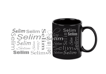 Personalisierte schwarze Keramik Tasse mit deinem Namen_0029T - Herz Jesu