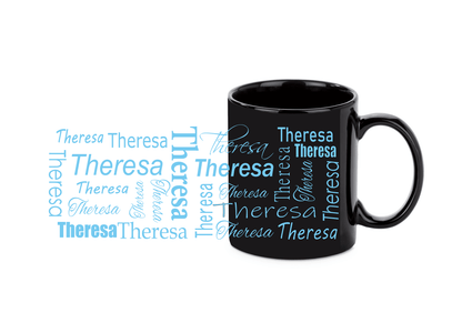 Personalisierte schwarze Keramik Tasse mit deinem Namen_0029T - Herz Jesu