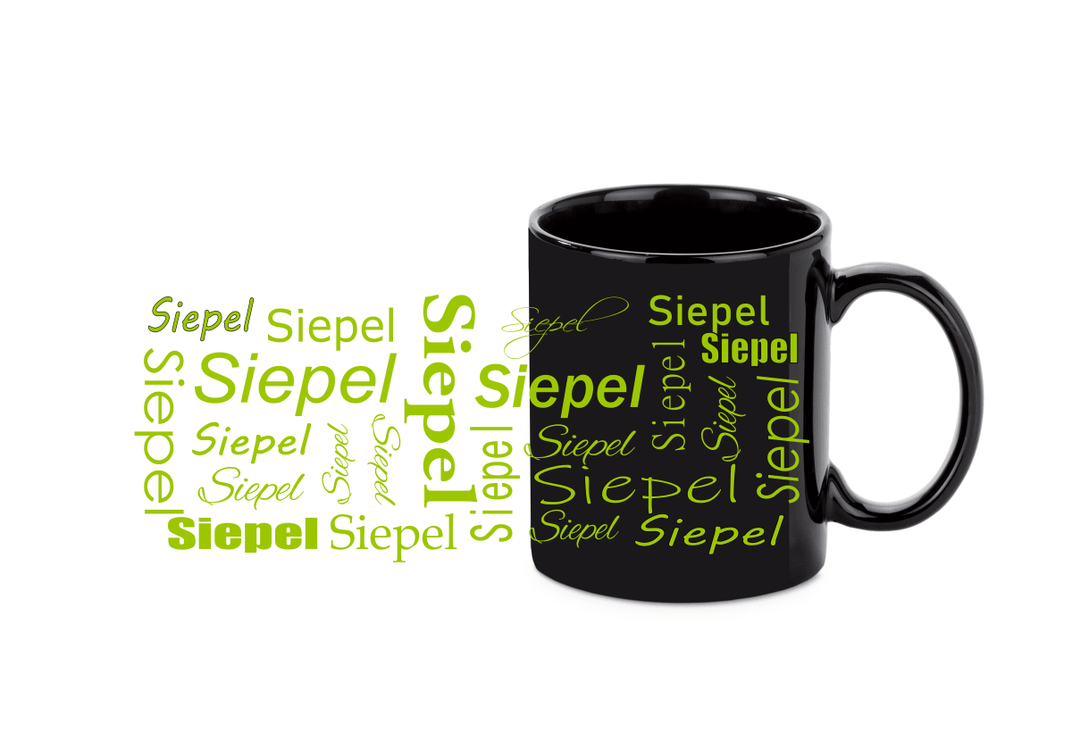 Personalisierte schwarze Keramik Tasse mit deinem Namen_0029T - Herz Jesu
