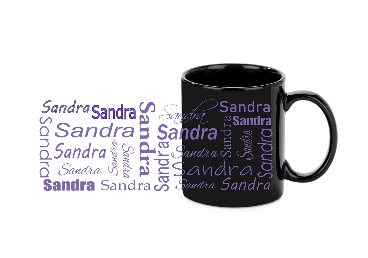 Personalisierte schwarze Keramik Tasse mit deinem Namen_0029T - Herz Jesu