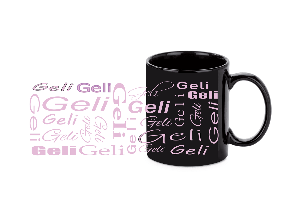 Personalisierte schwarze Keramik Tasse mit deinem Namen_0029T - Herz Jesu