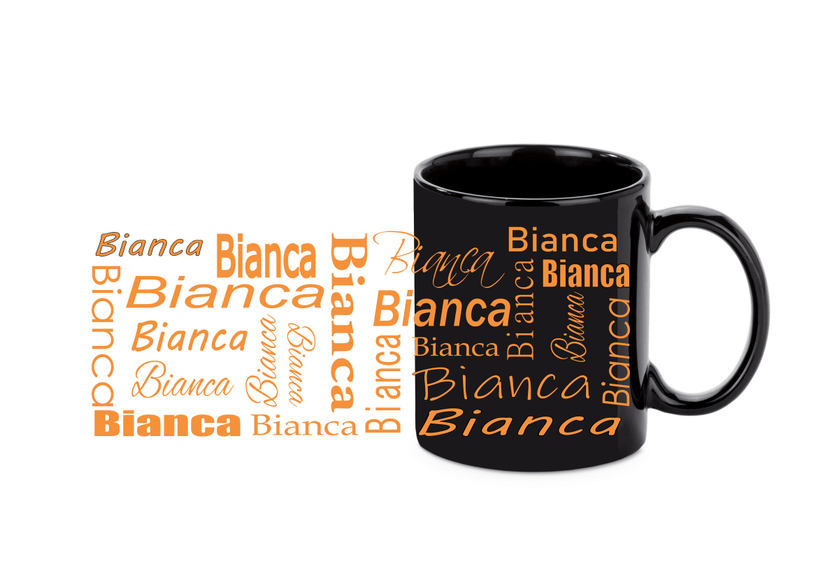 Personalisierte schwarze Keramik Tasse mit deinem Namen_0029T - Herz Jesu