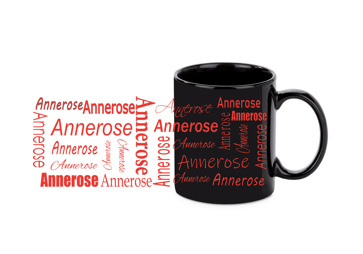 Personalisierte schwarze Keramik Tasse mit deinem Namen_0029T - Herz Jesu